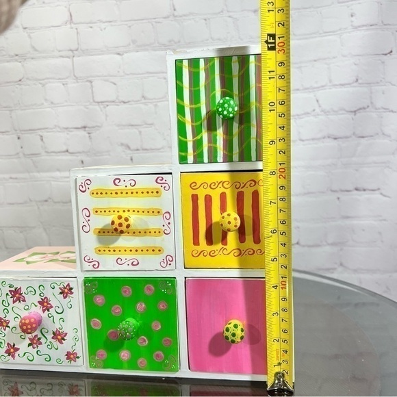Hand painted 6 compartment organizer with drawers. 90s - Picture 11 of 15